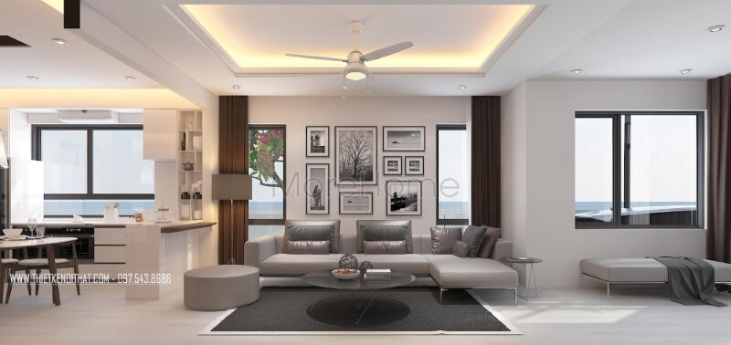 Phòng khách biệt thự, nhà phố vừa sang trọng lại tiện nghi với mẫu sofa hiện đại bọc da xám bóng cao cấp năng động với phong cách thiết kế hiện đại trẻ trung. Thiết kế phòng khách biệt thự