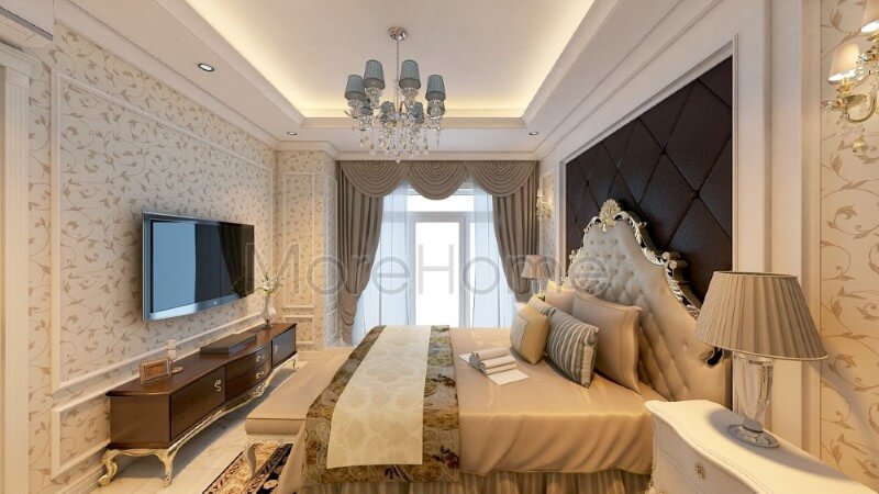 Thiết kế nội thất phòng ngủ chung cư thu hút mang cảm giác sang trọng và vô cùng quý phái. Mẫu nội thất biệt thự tân cổ điển, hiện đại đẹp