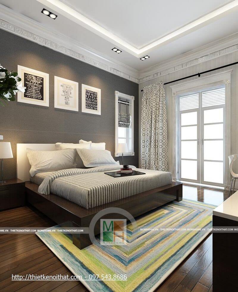 Thiết kế nội thất phòng ngủ hiện đại với nội thất gỗ tự nhiên sang trọng, nhẹ nhàng Thiết kế nội thất phòng ngủ biệt thự