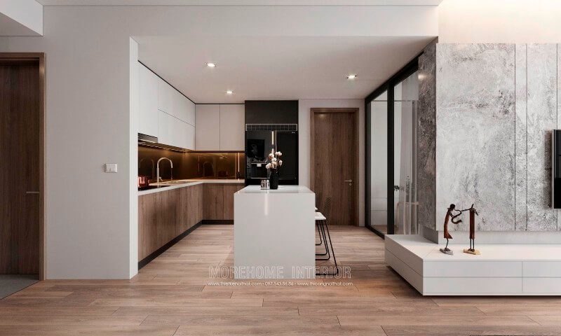 Thiết kế nội thất phòng bếp chung cư cao cấp phong cách hiện đại, sang trọng Thiết kế phòng bếp, tủ bếp đẹp