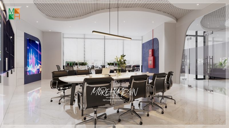 Thiết kế văn phòng làm việc hiện đại nội thất tiện nghi được sắp xếp phù hợp mục đích sử dụng mang sự gọn gàng ngăn nắp nhất cho không gian